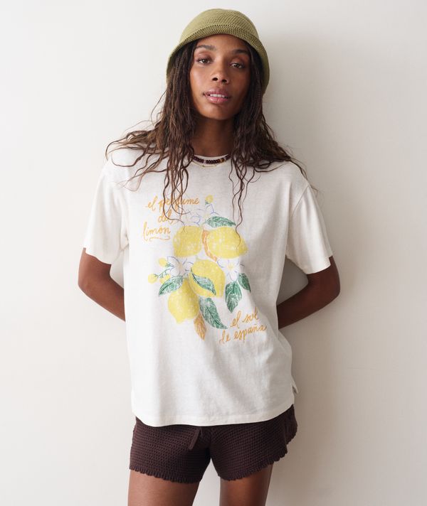 Oversized Hemp Graphic Tee Antique White