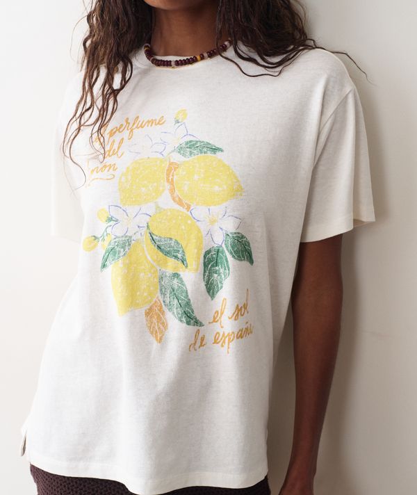 Oversized Hemp Graphic Tee Antique White