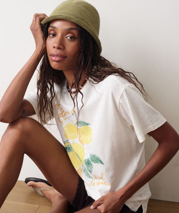 Oversized Hemp Graphic Tee Antique White