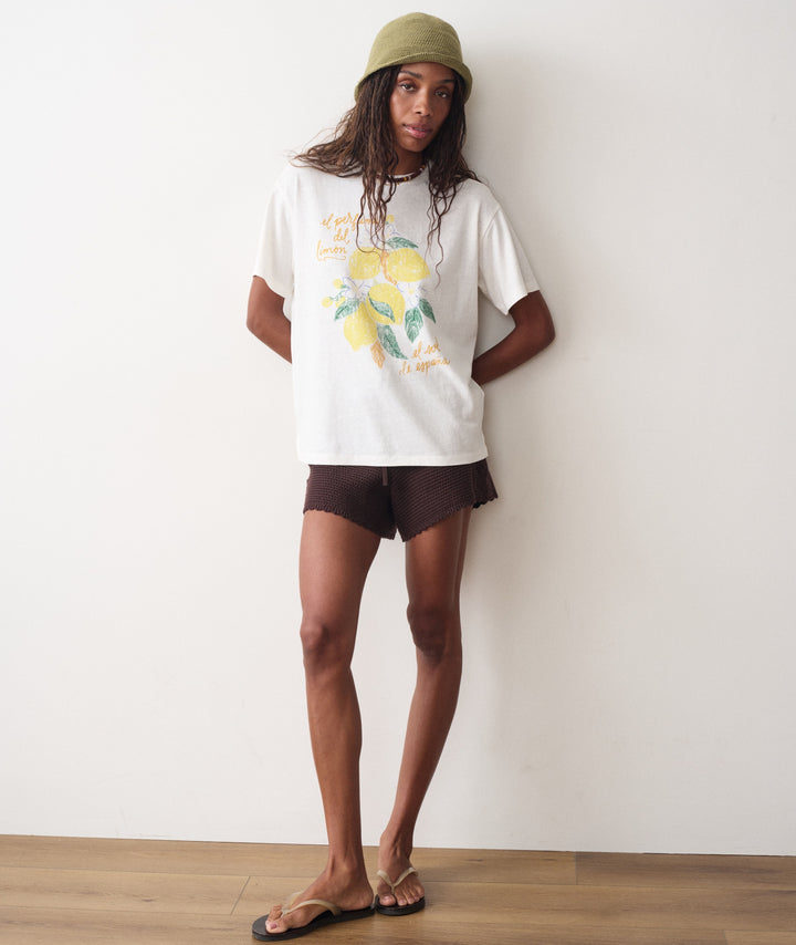 Oversized Hemp Graphic Tee Antique White