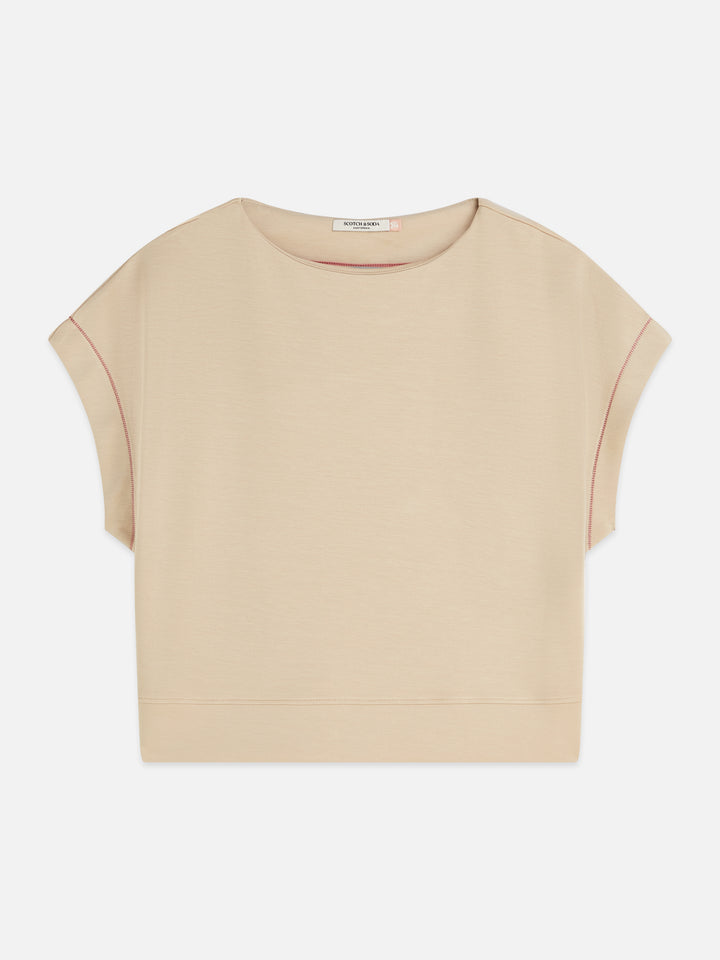 Modal Slash Neck Sweatshirt Doeskin