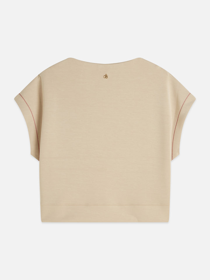 Modal Slash Neck Sweatshirt Doeskin