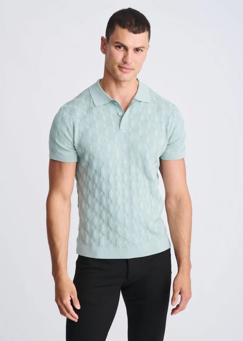 Stalk Textured Silk/Tencel 3-Button Knit Polo PM-16319