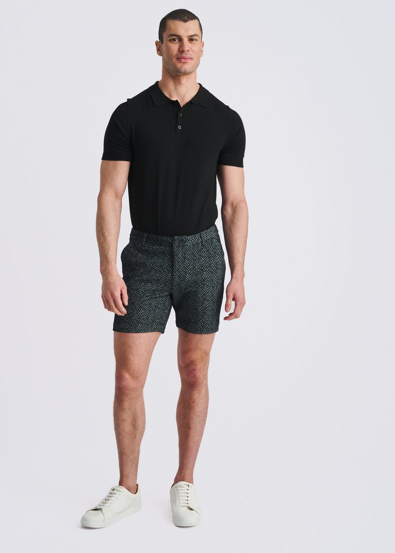 Herringbone Jacquard 6" Inseam Stretch Knit Chino Shorts