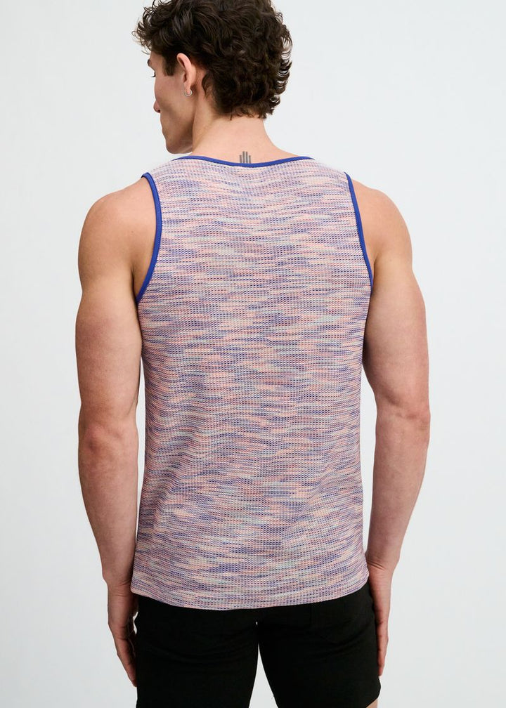 Purple Space Dye Textured Stretch Knit Tank St-11142