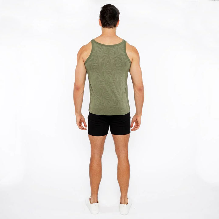 Celadon Veins Stretch Textured Knit Tank Top St-11128