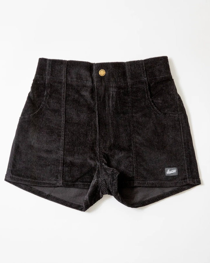 Women's Corduroy Solid Short Black