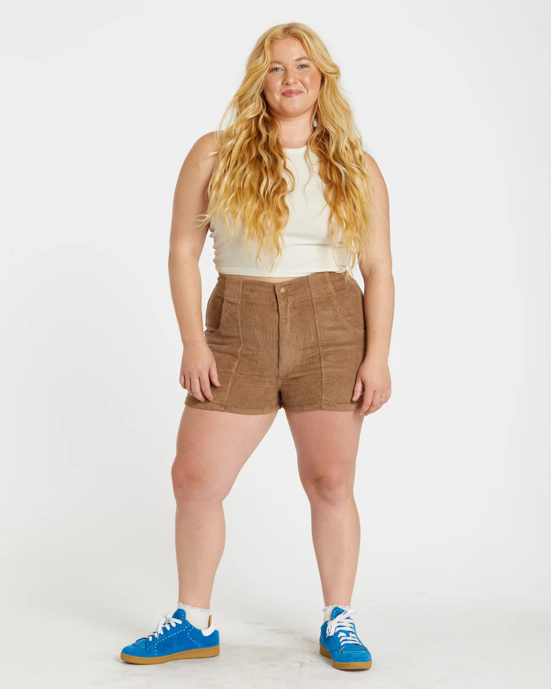 Women's Corduroy Solid Short Brown