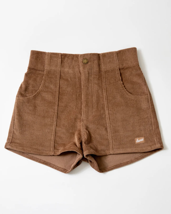 Women's Corduroy Solid Short Brown