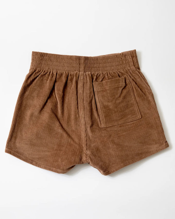 Women's Corduroy Solid Short Brown
