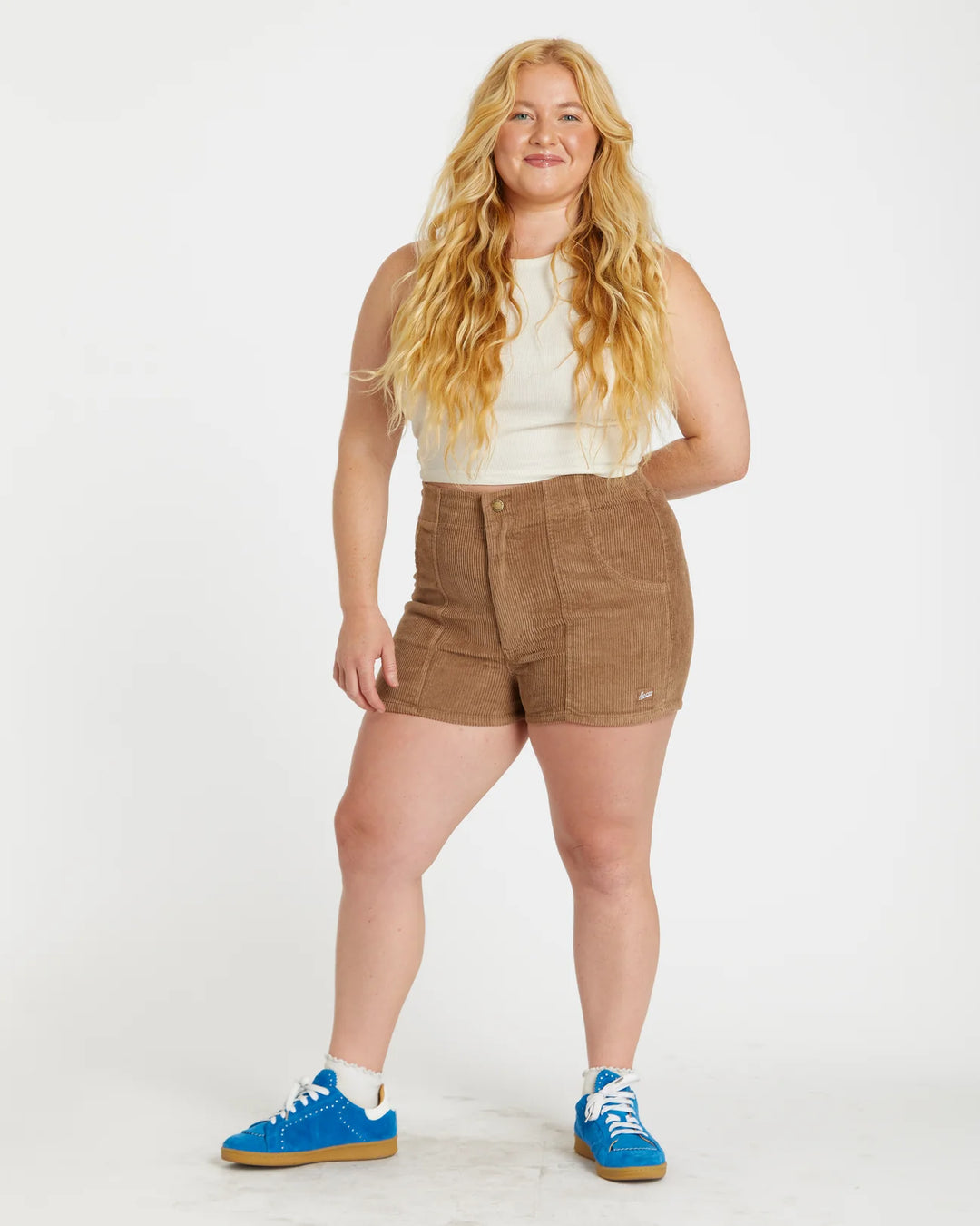 Women's Corduroy Solid Short Brown