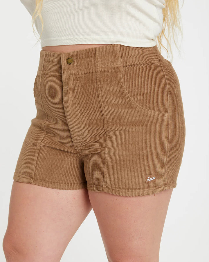 Women's Corduroy Solid Short Brown