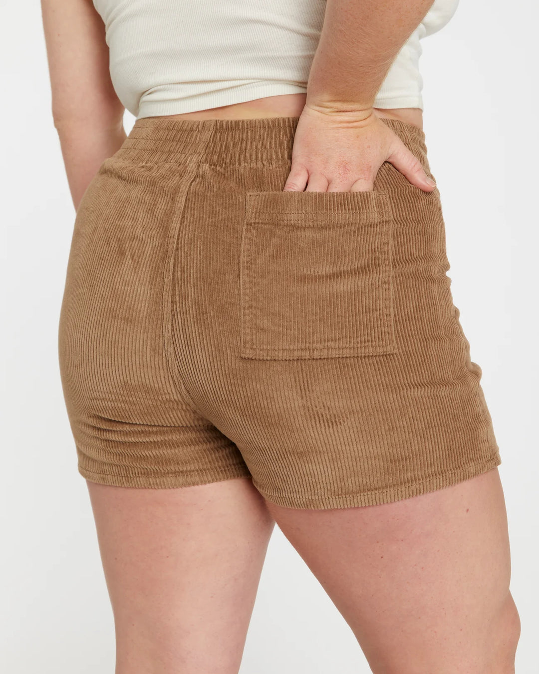 Women's Corduroy Solid Short Brown