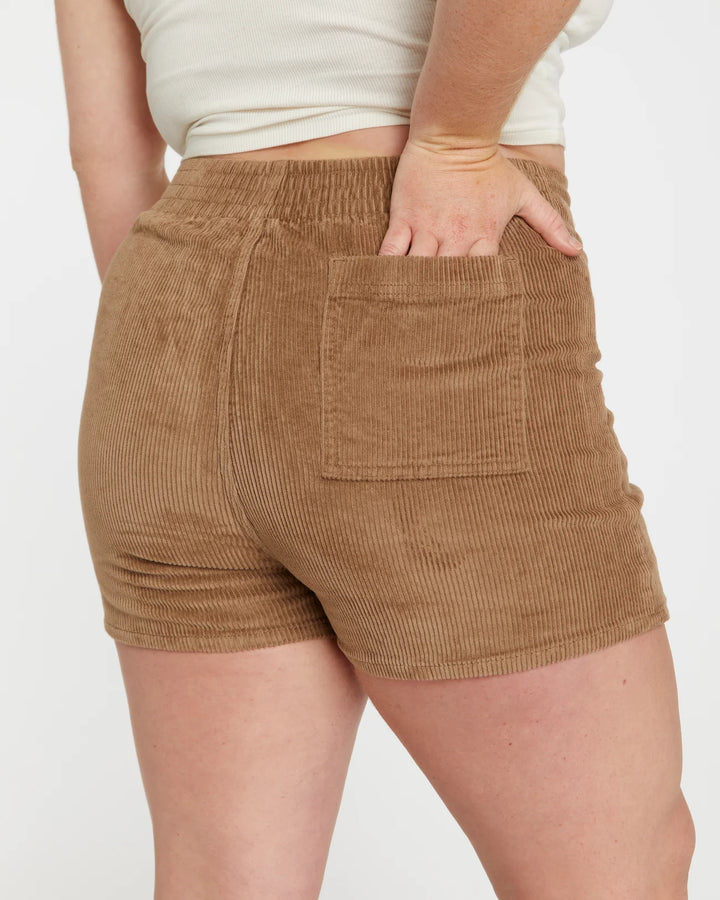 Women's Corduroy Solid Short Brown