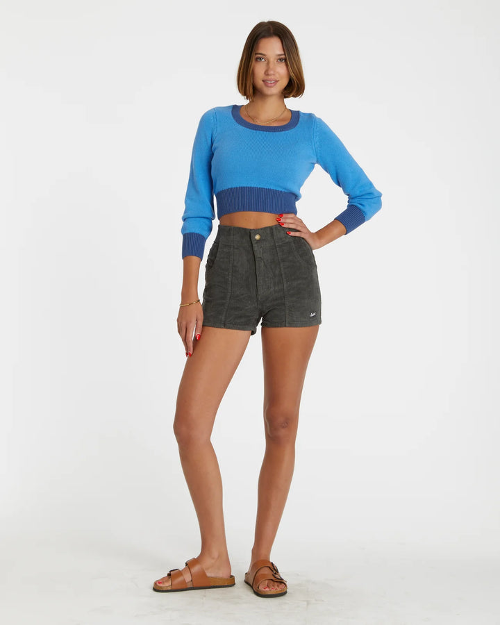 Women's Corduroy Solid Short Gray