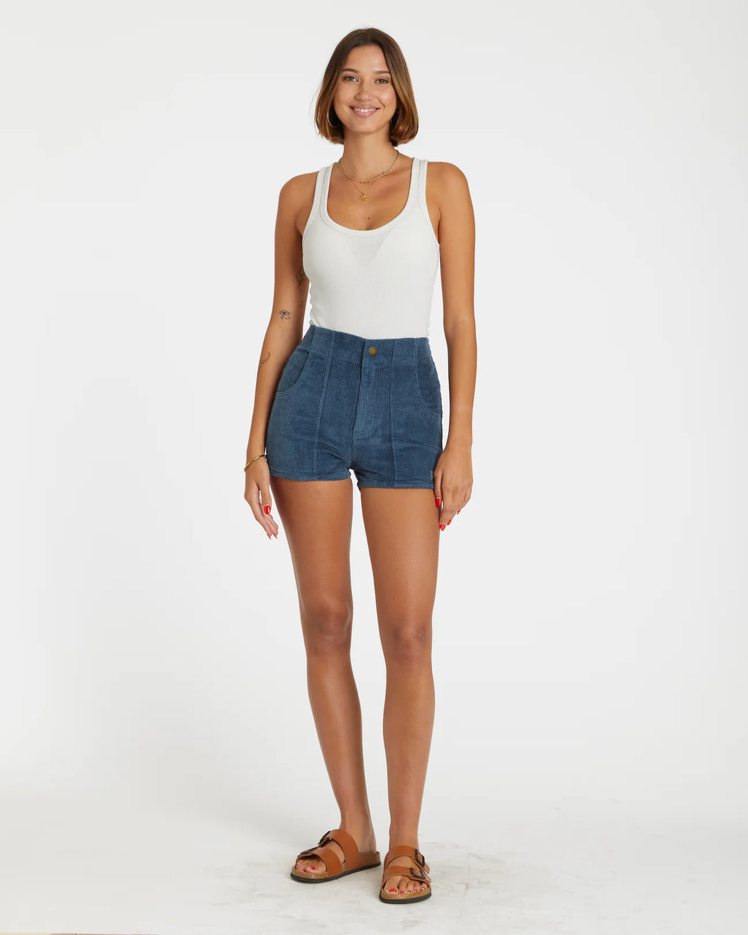 Women's Corduroy Solid Short Navy