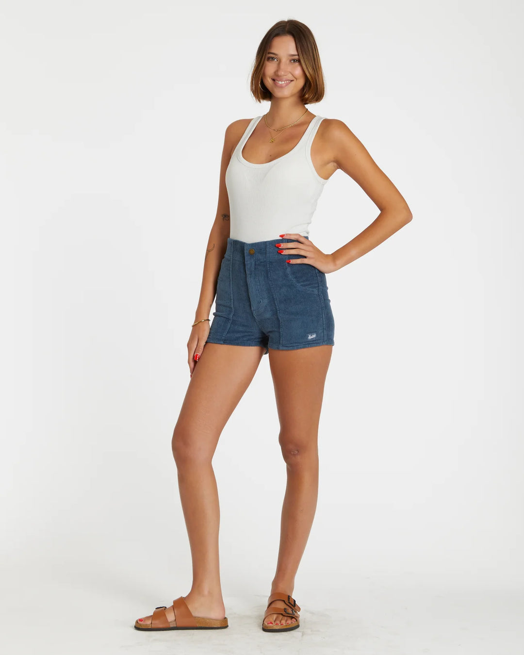Women's Corduroy Solid Short Navy