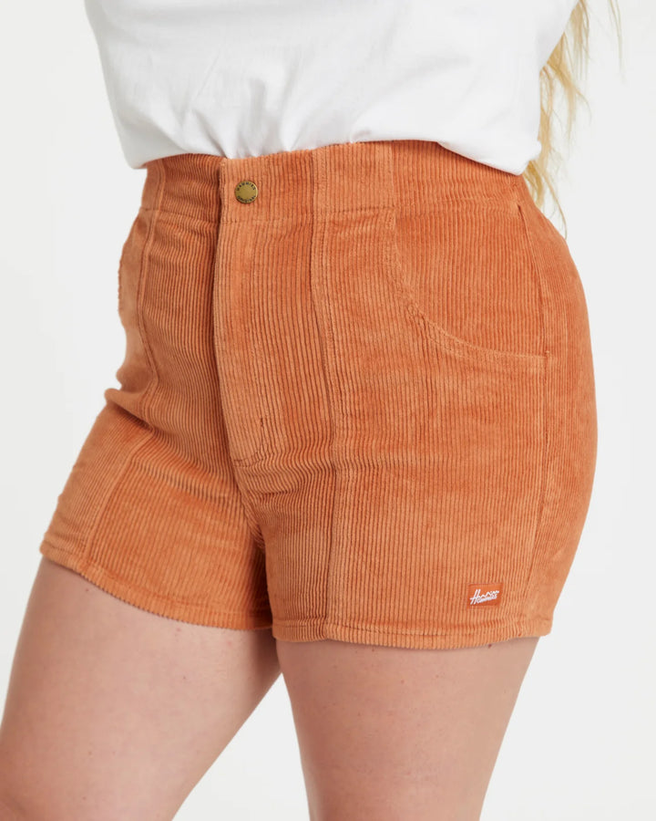 Women's Corduroy Solid Short Rust