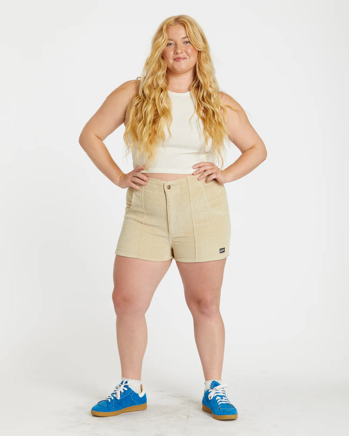 Women's Corduroy Solid Short Sand