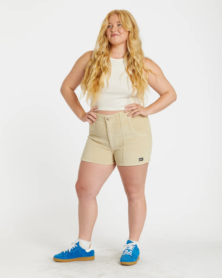 Women's Corduroy Solid Short Sand