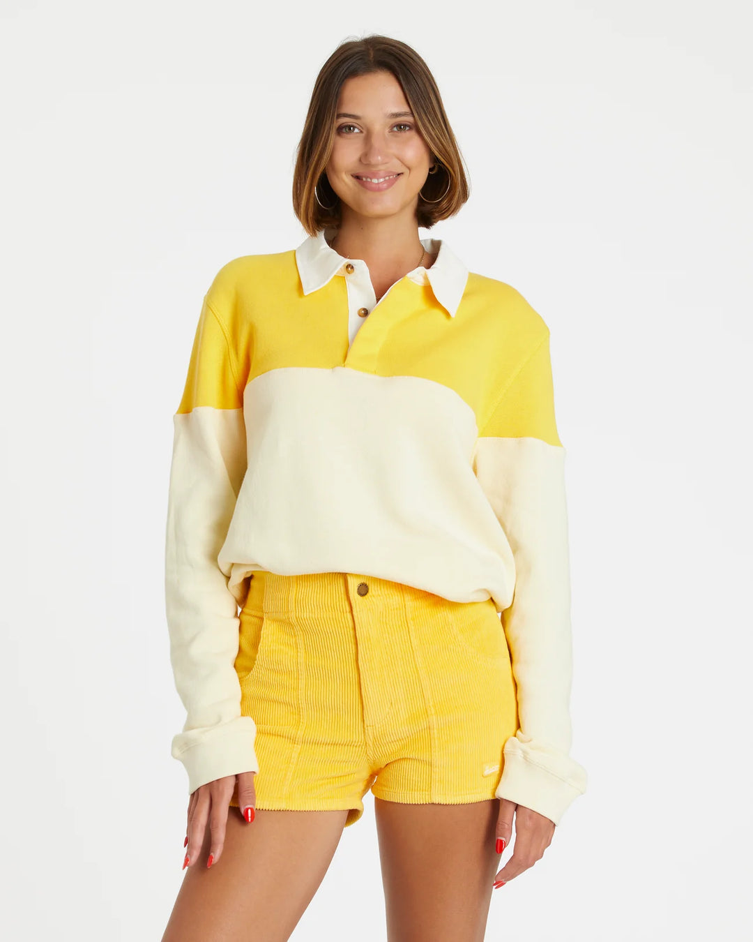 Women's Corduroy Solid Short Yellow