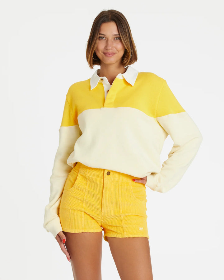 Women's Corduroy Solid Short Yellow