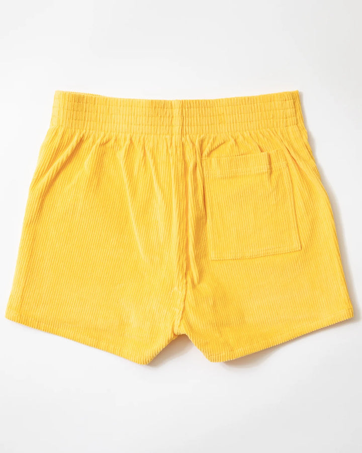Women's Corduroy Solid Short Yellow