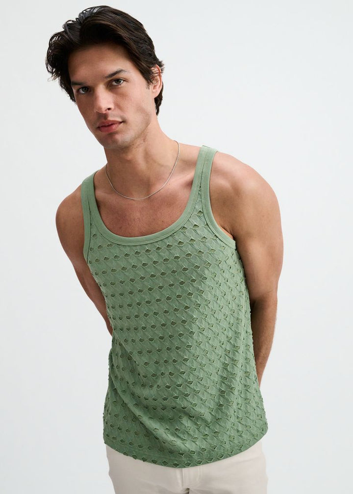 Cactus Stretch Ripped Knit Tank St-11141