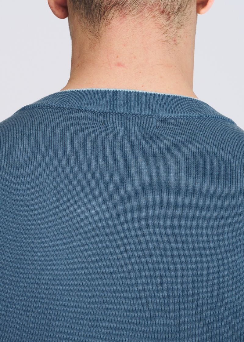 Contrast V-Neck Wool Blend Sweater